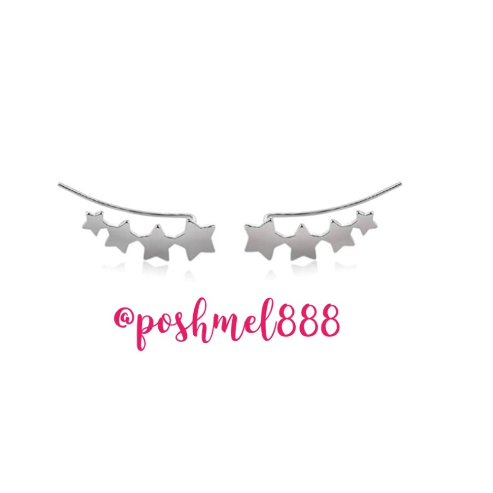 :: Delicate🗡💫Silver Star Ear Climbers